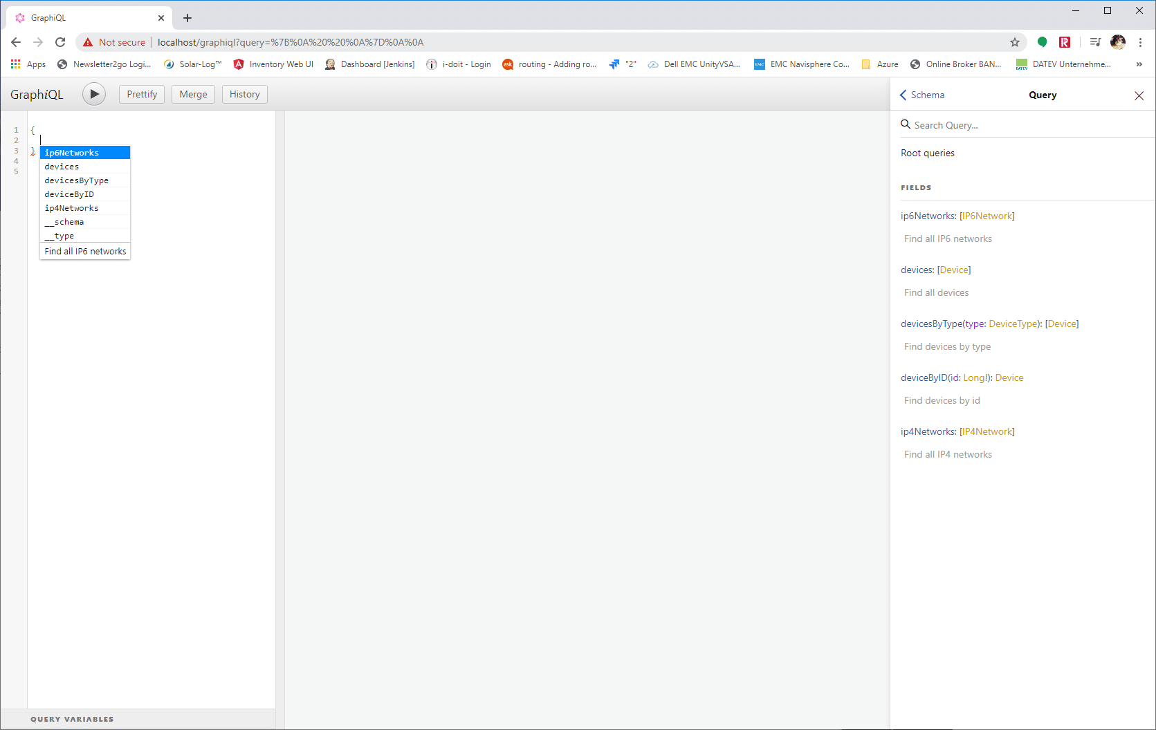 The first query (with content assist)