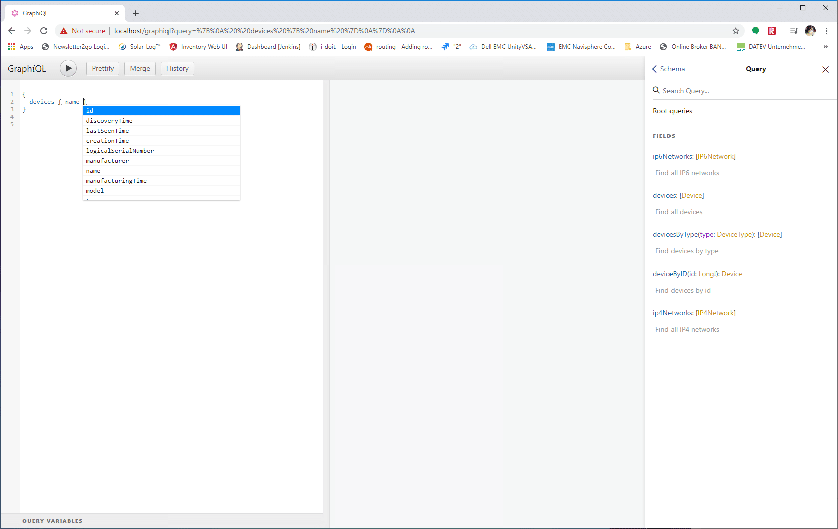Selecting properties in the GraphQL query