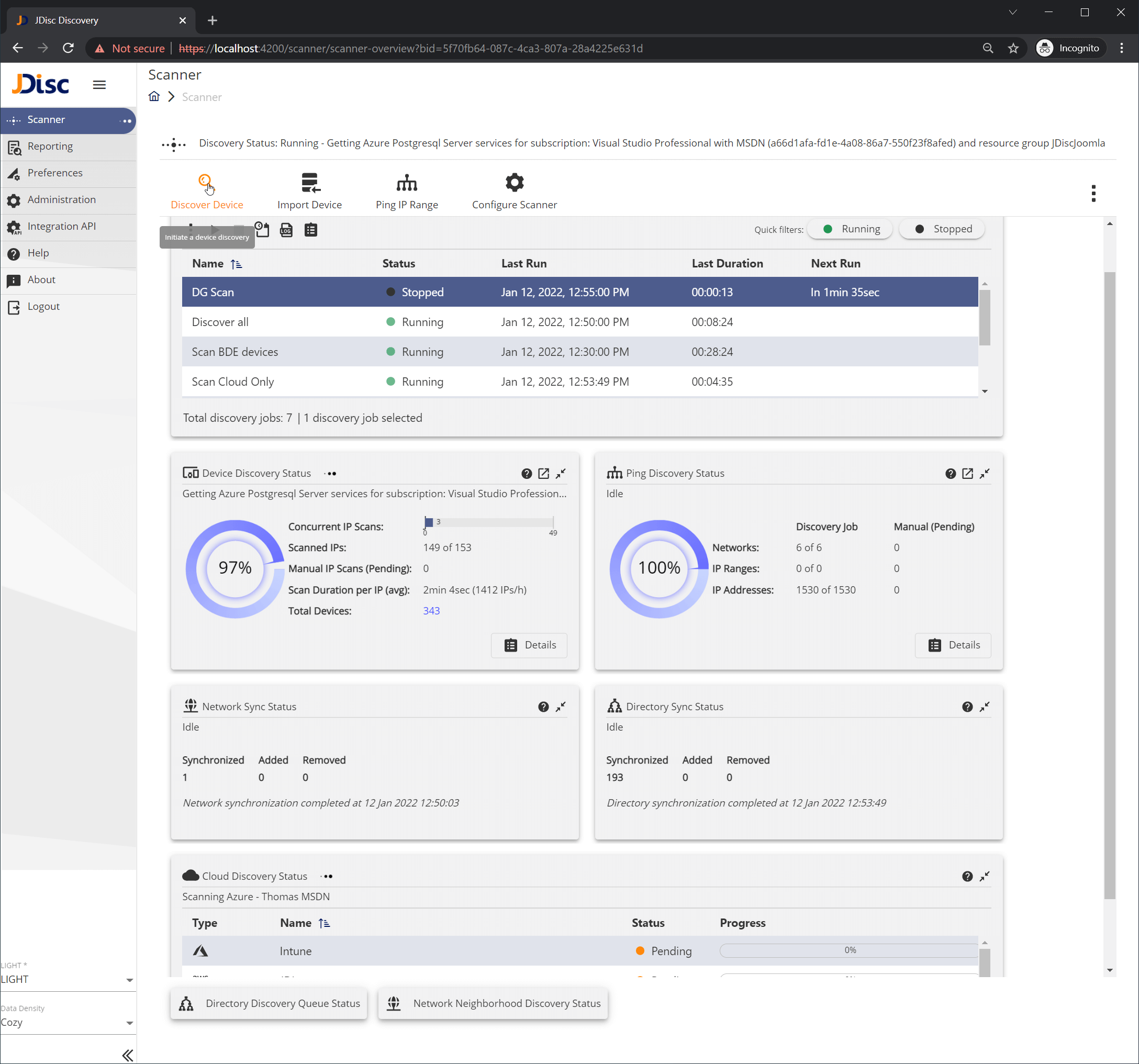 Figure-11-3 - JDisc Network Discovery Discover Device action menu item