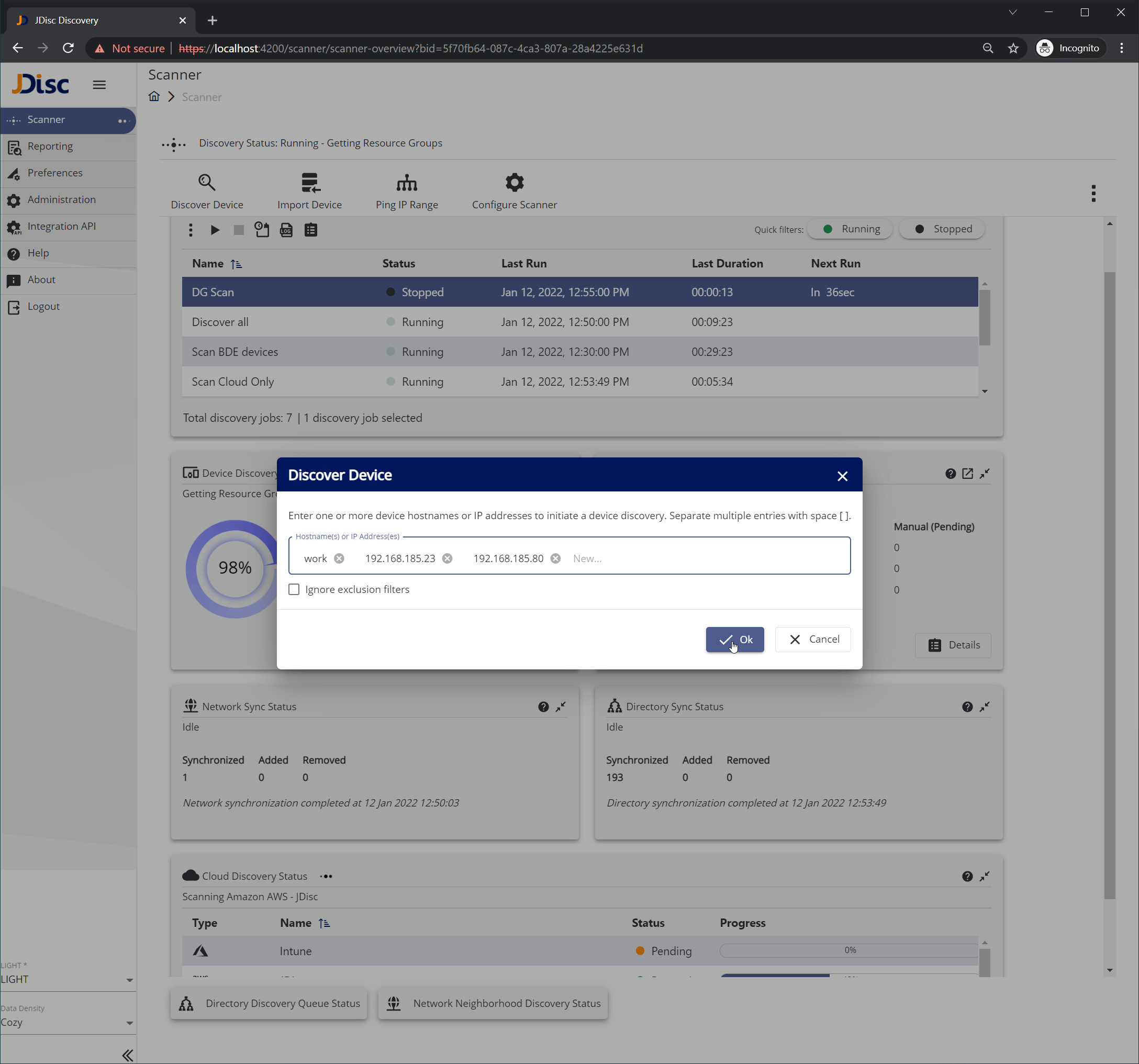 Figure-12-2 - JDisc Network Discovery Discover Device input