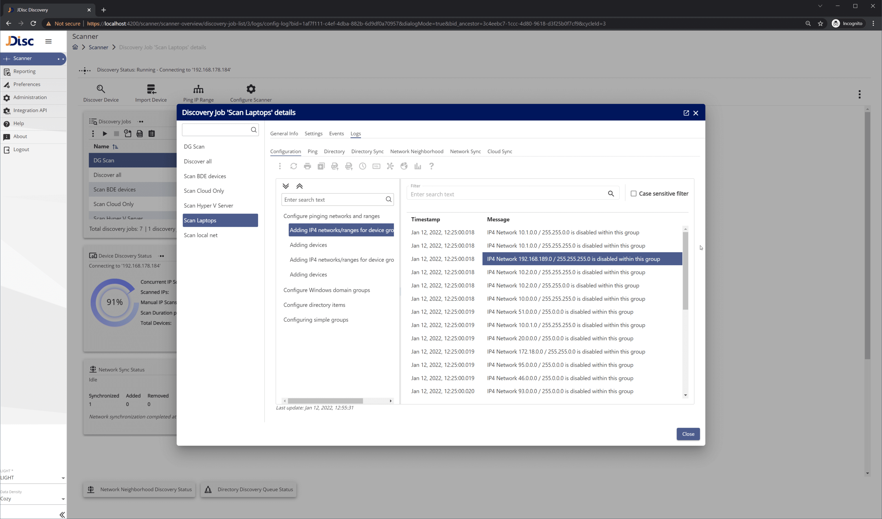 Figure-34-1 - JDisc Network Discovery Discovery job logs