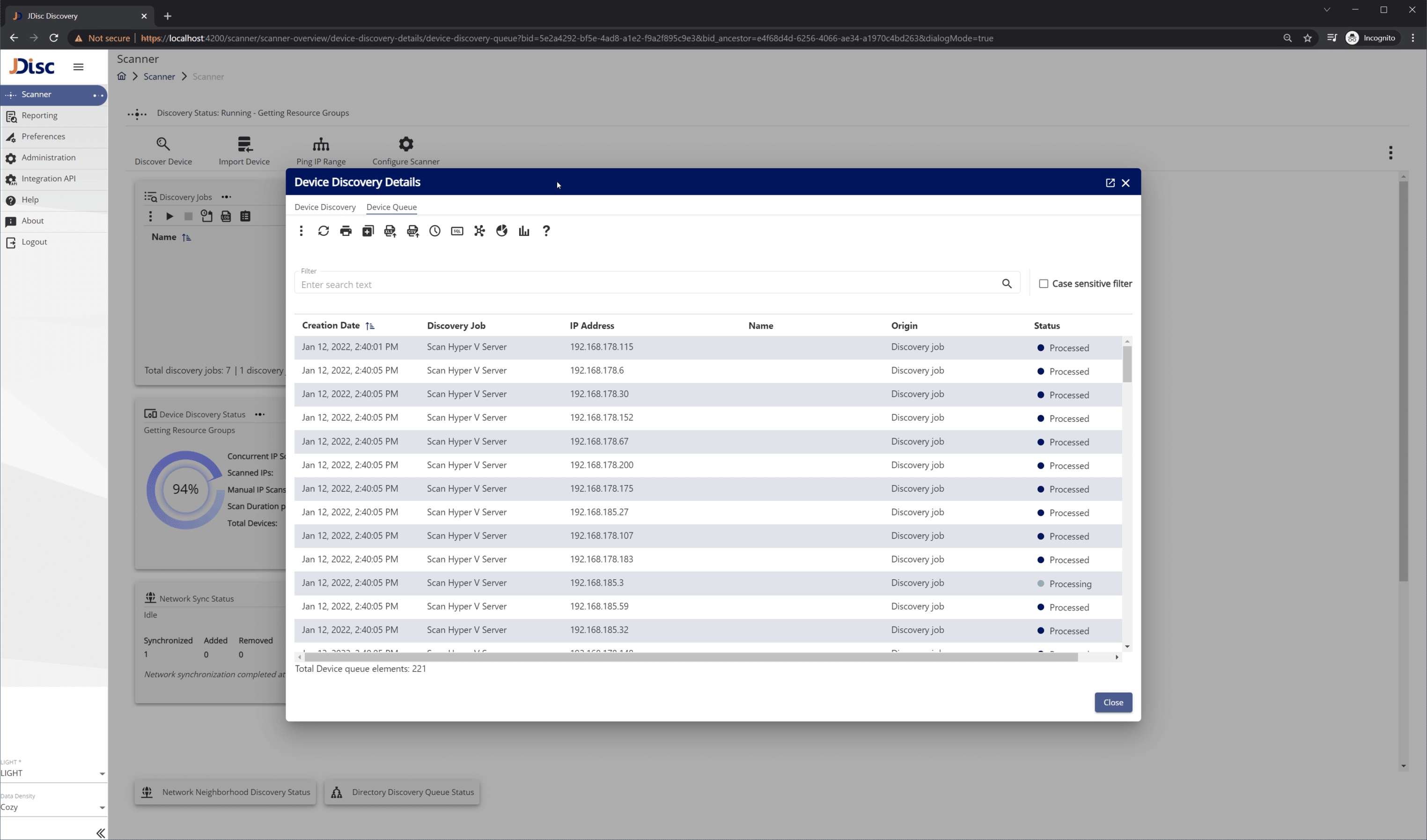 Figure-51-2 - JDisc Network Discovery Device discovery queue details