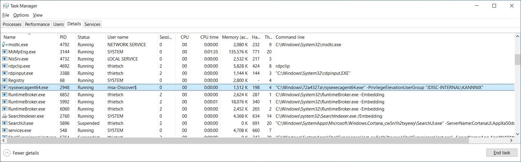 Windows-Server-rsysexecagent-process - JDisc Network Discovery JDisc Discovery Zero-Footprint Agent Prozess - Privilegien Erhöhung