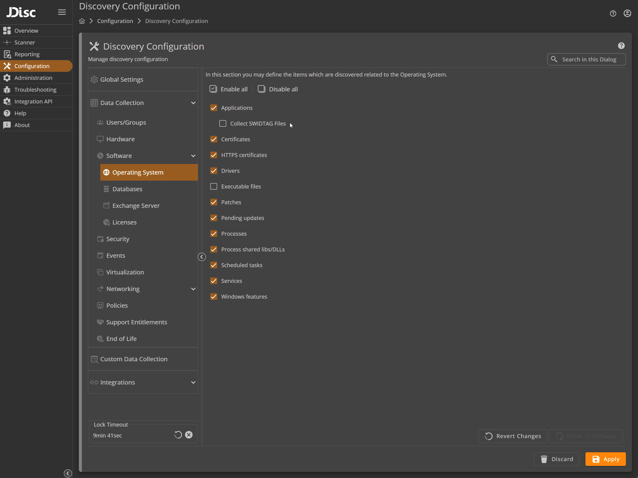 SwidtagFileCollectionEnabled - JDisc Network Discovery Einschalten der SWIDTAG File Collection in JDisc Discovery